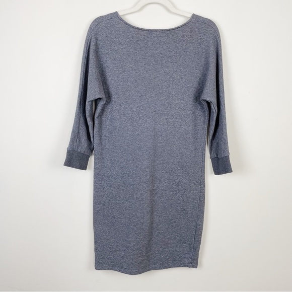 James Perse Standard 3/4 Sleeve Casual Pullover Terry Sweatshirt Dress Gray - Picture 4 of 7